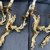 Two pairs of bronze wall light