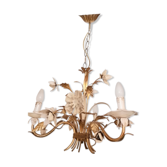 Lustre bouquet fleurs doré