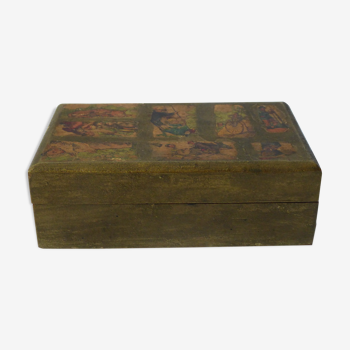 Small popular art box in painted wood