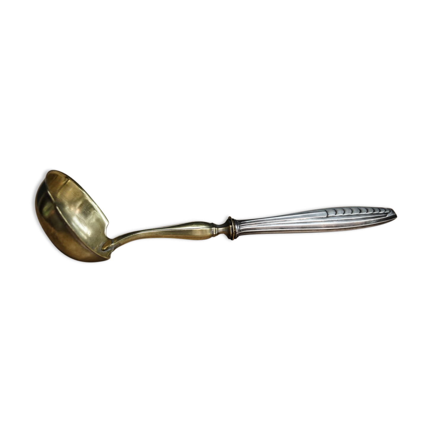 Filled silver cream ladle