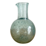 Blue bubbled glass decanter