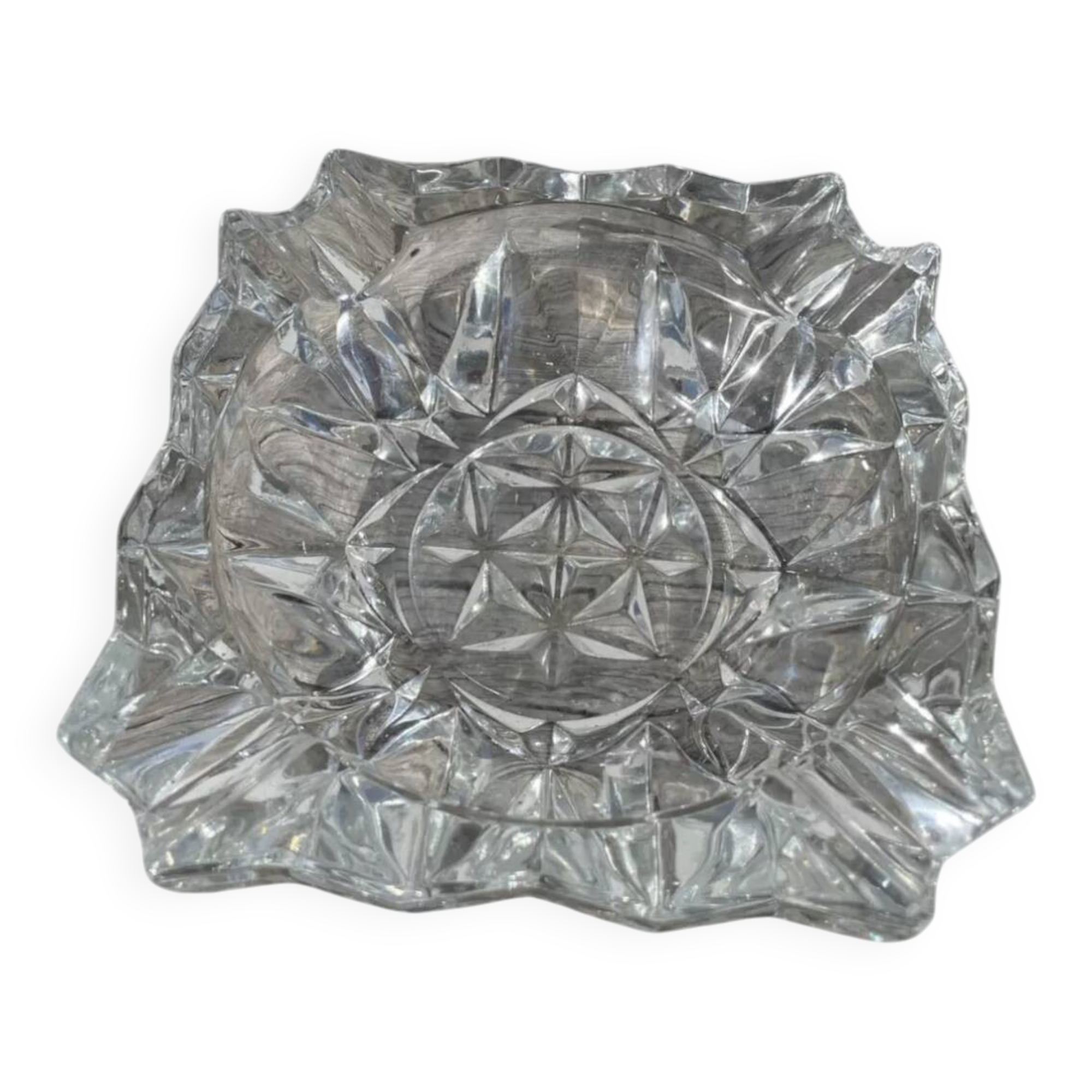 Vintage 1970s cut glass ashtray