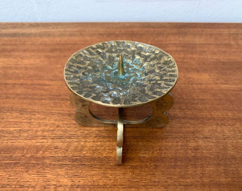 Mid-century brutalist metal candlestick, 1960s
