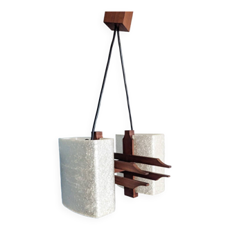 Scandinavian teak pendant light from the 60s