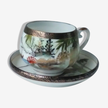 Tasse en porcelaine kutami japon visage geisha lithophane