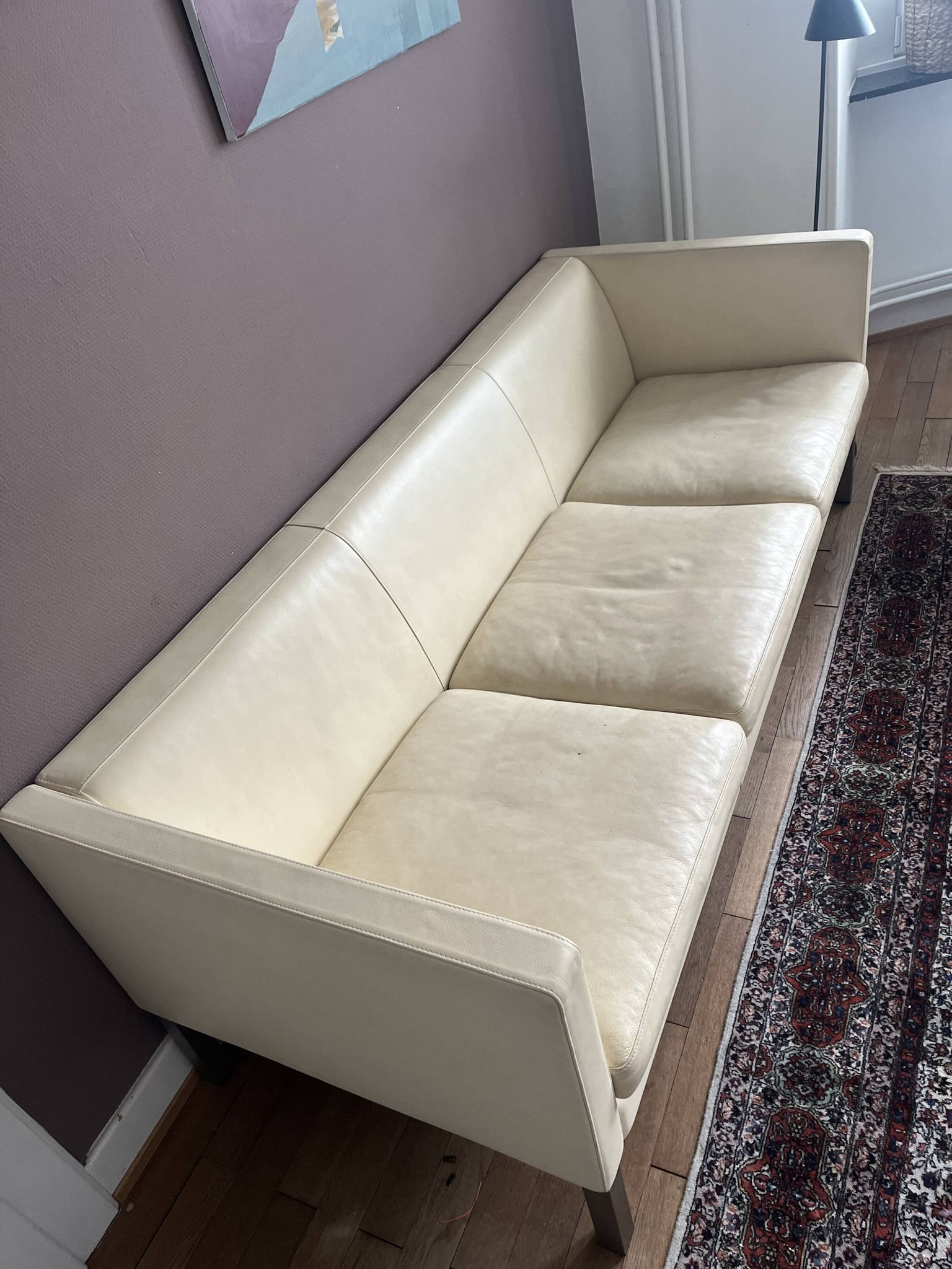 Erik Jørgensen EJ50 Sofa Danish Design - cream white leather, 3-seater