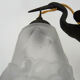 Art deco wrought iron chandelier - signed ros (degué) decoration birds