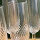6 clear glass champagne flutes in very good condition
