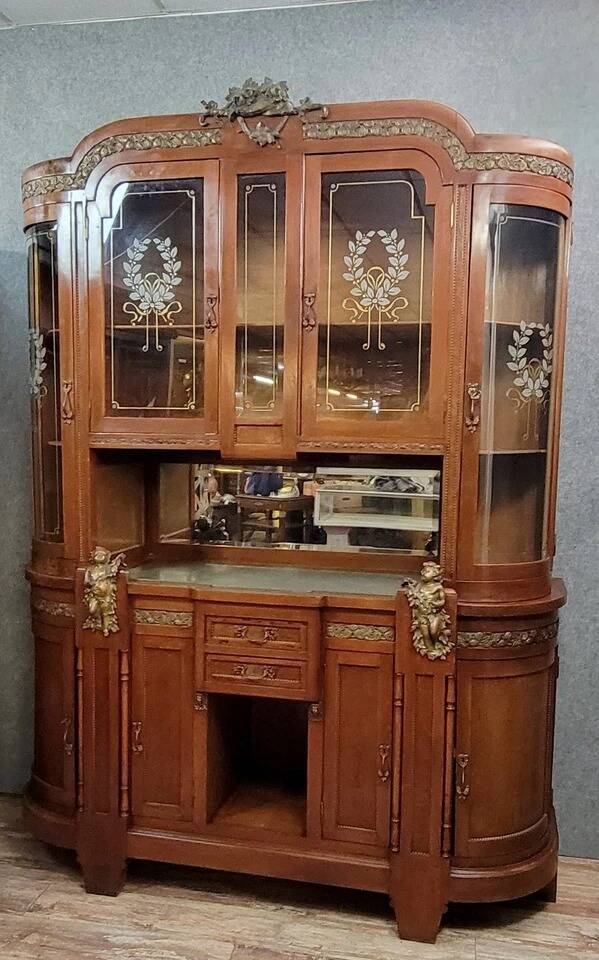 Très Rare buffet bibliothéque aux Putti Empire de forme demie lune