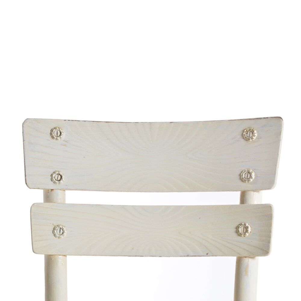 Chaise de mundus en bois blanc avec détails en laiton, années 1940