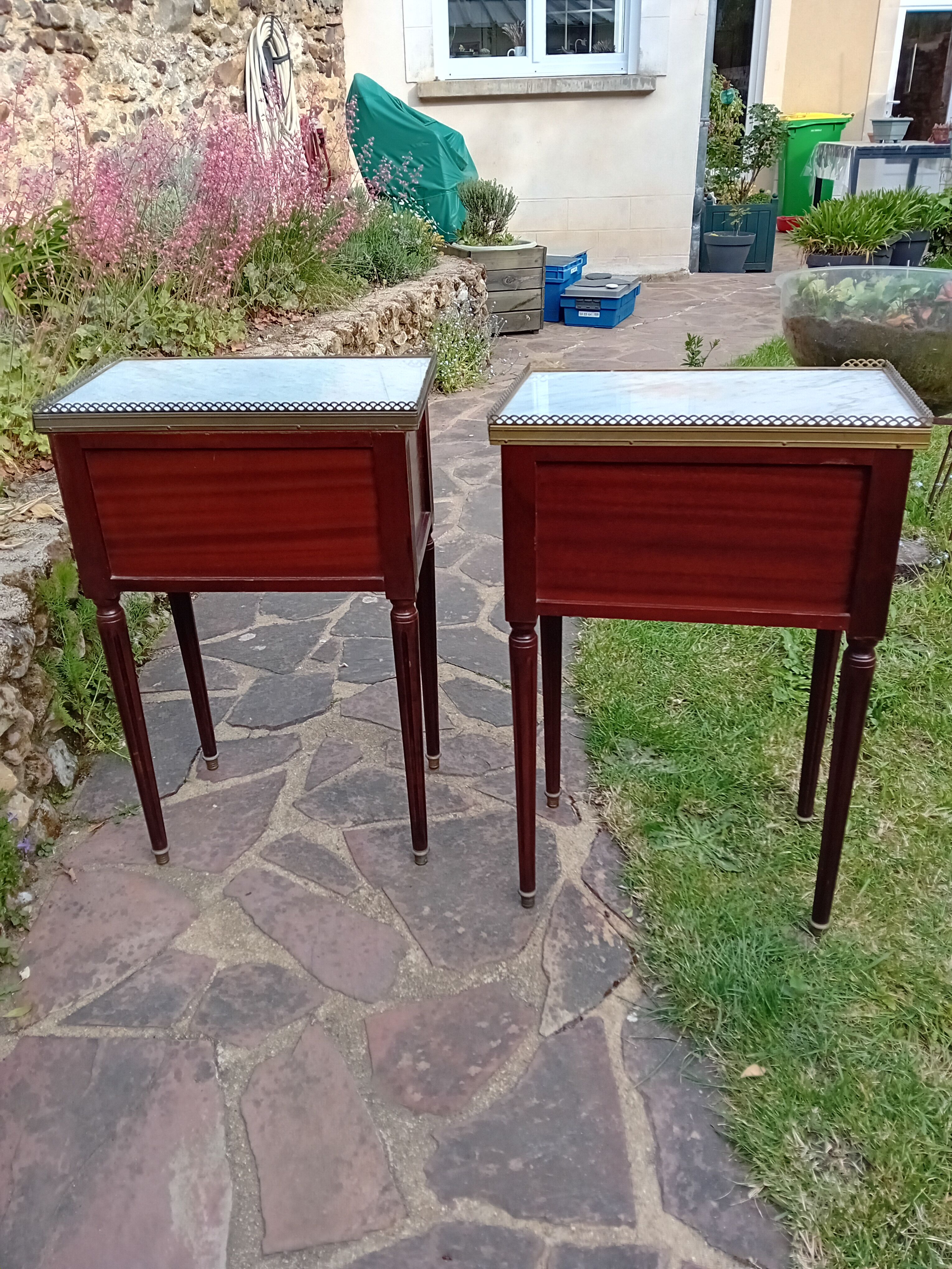Pair of Louis XVI bedside tables.