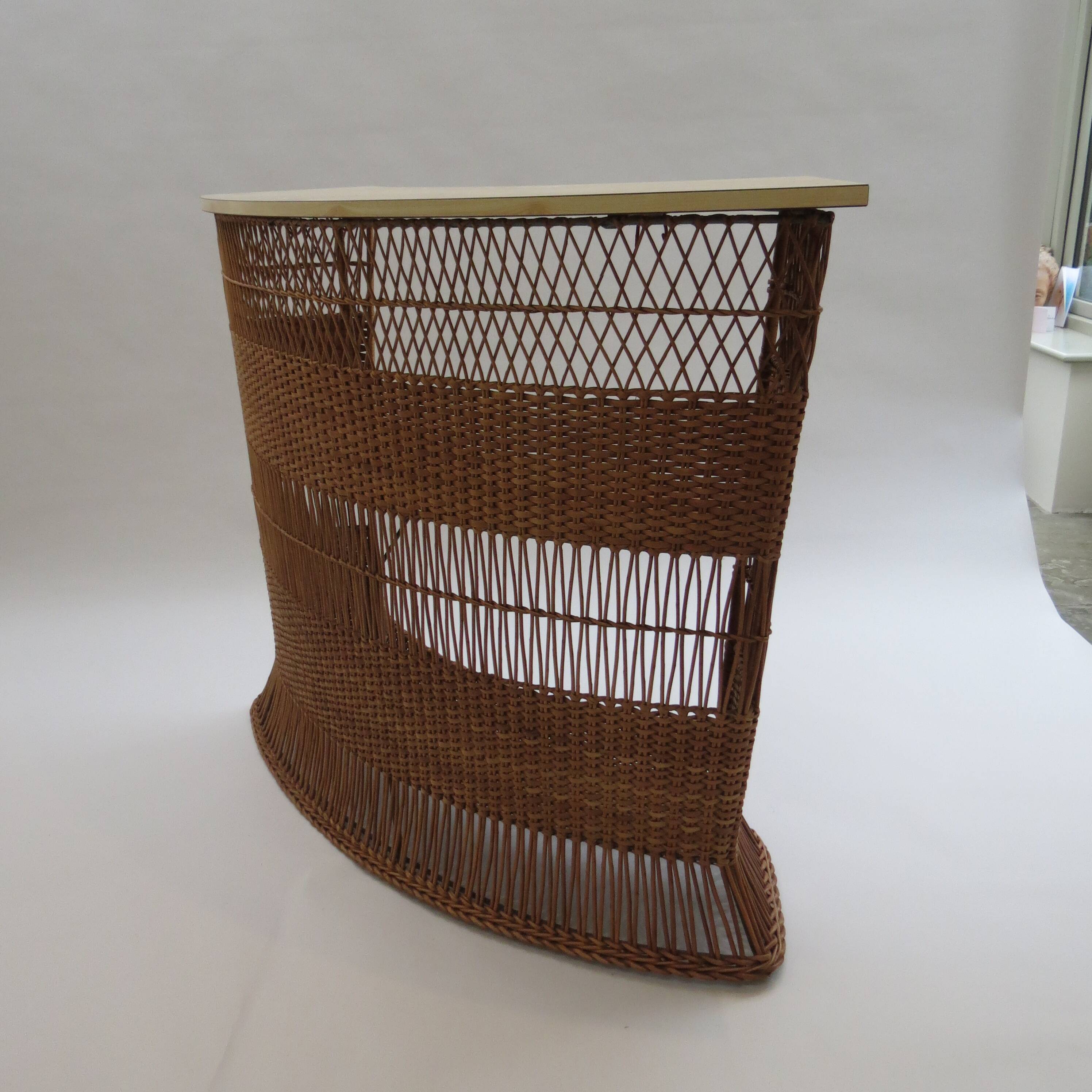 1970s rattan boho freestanding bar