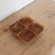 Vintage exotic wood aperitif platter – 4-compartment monkey pod style dish
