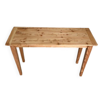 Console fine, table d'appoint en Douglas Design Vintage pieds fuseaux table d'ecolier