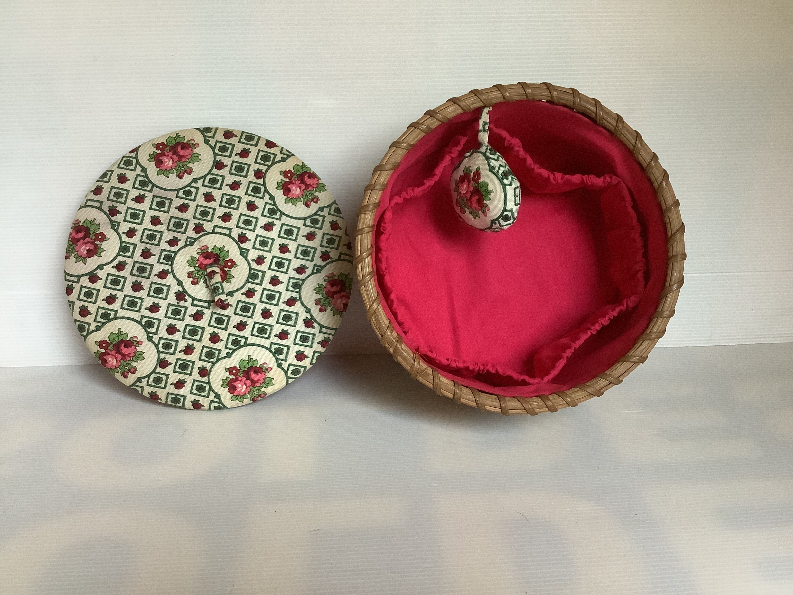 Old rattan wicker sewing box