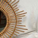Vintage rattan sun mirror
