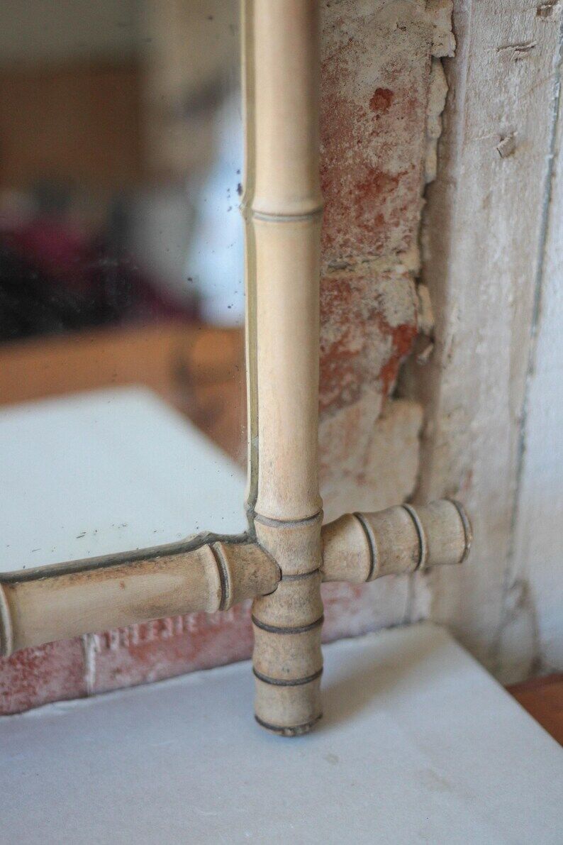 Miroir bois imitation bambou, miroir ancien, miroir à suspendre, déco intérieur