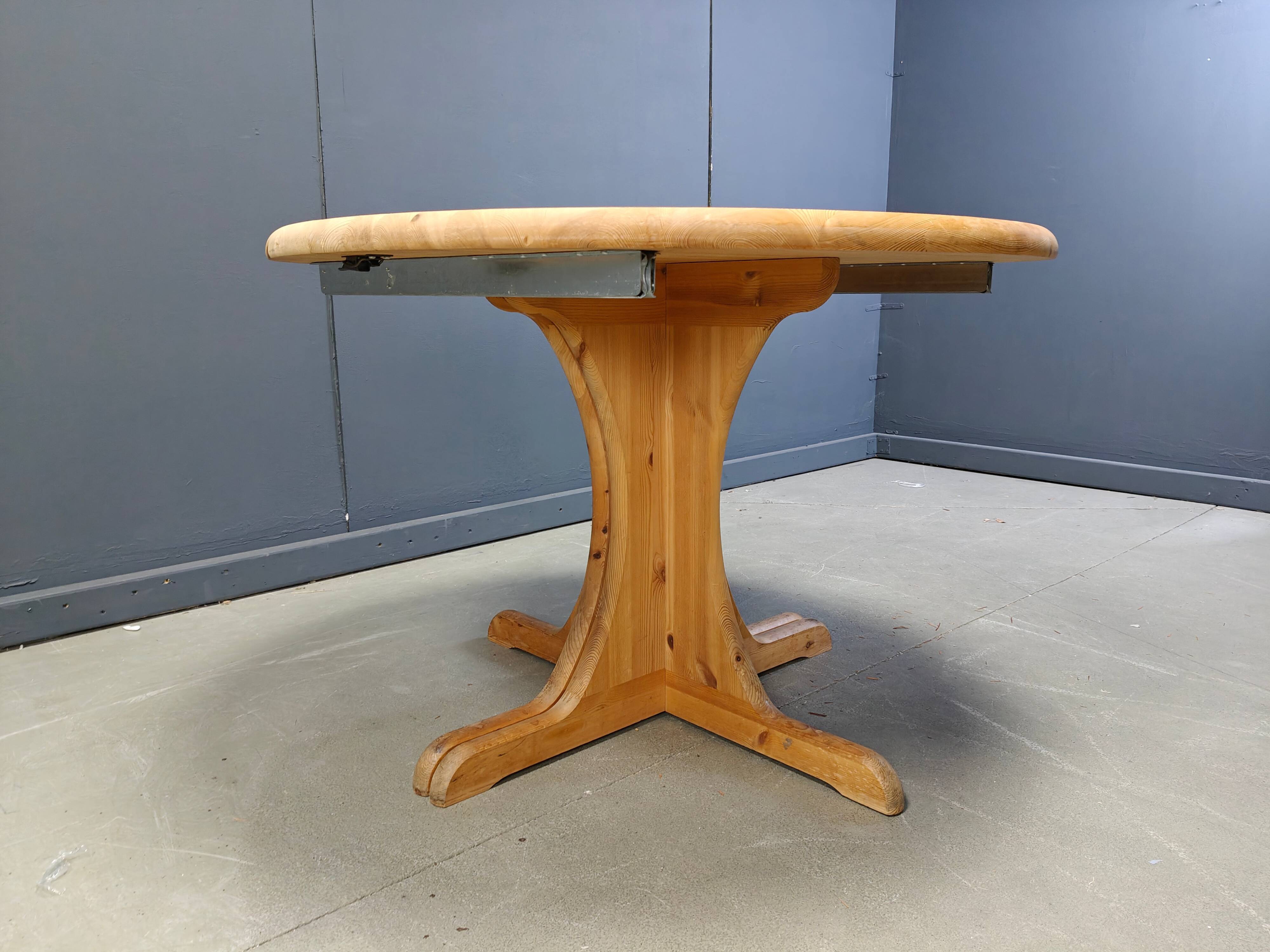 Rainer Daumiller style pine wood dining table, 1970s