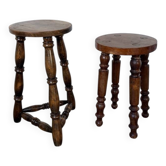 Pair of antique stools with turned legs.