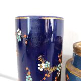 Two small vases, one with dragons and one scroll with peacock