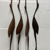 set of 4 vintage wooden wall sculptures / birds