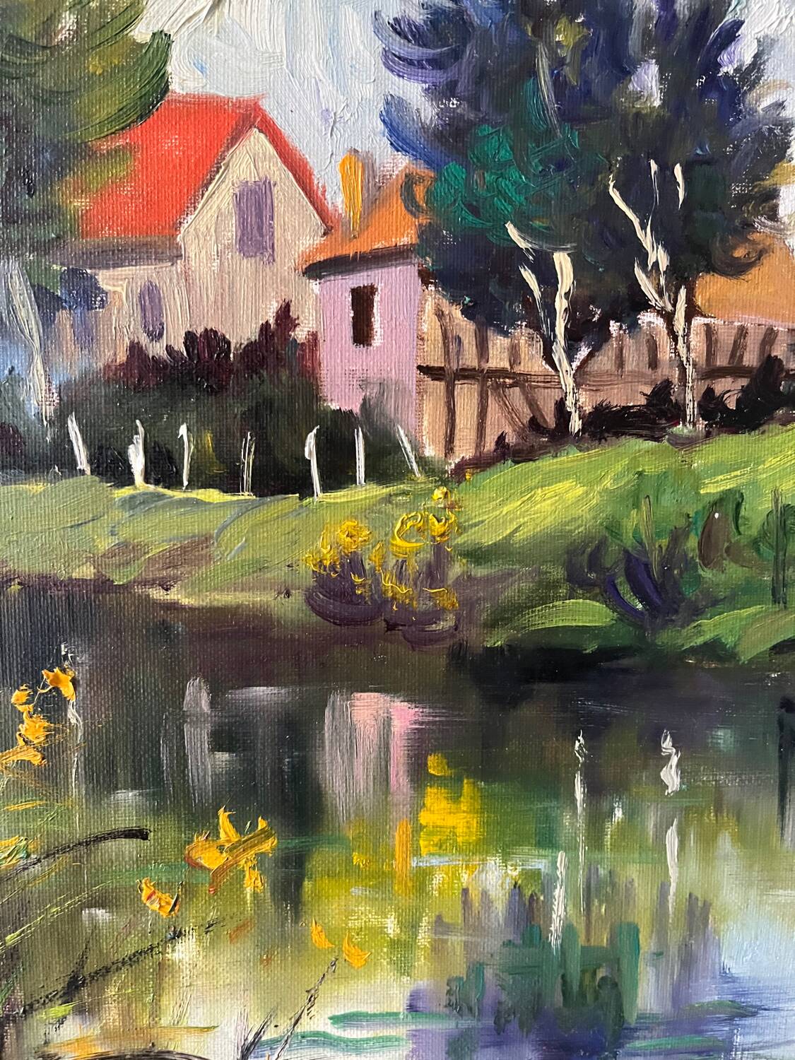 The Eure in Criqueboeuf, oil on canvas signed Quesney, 2000