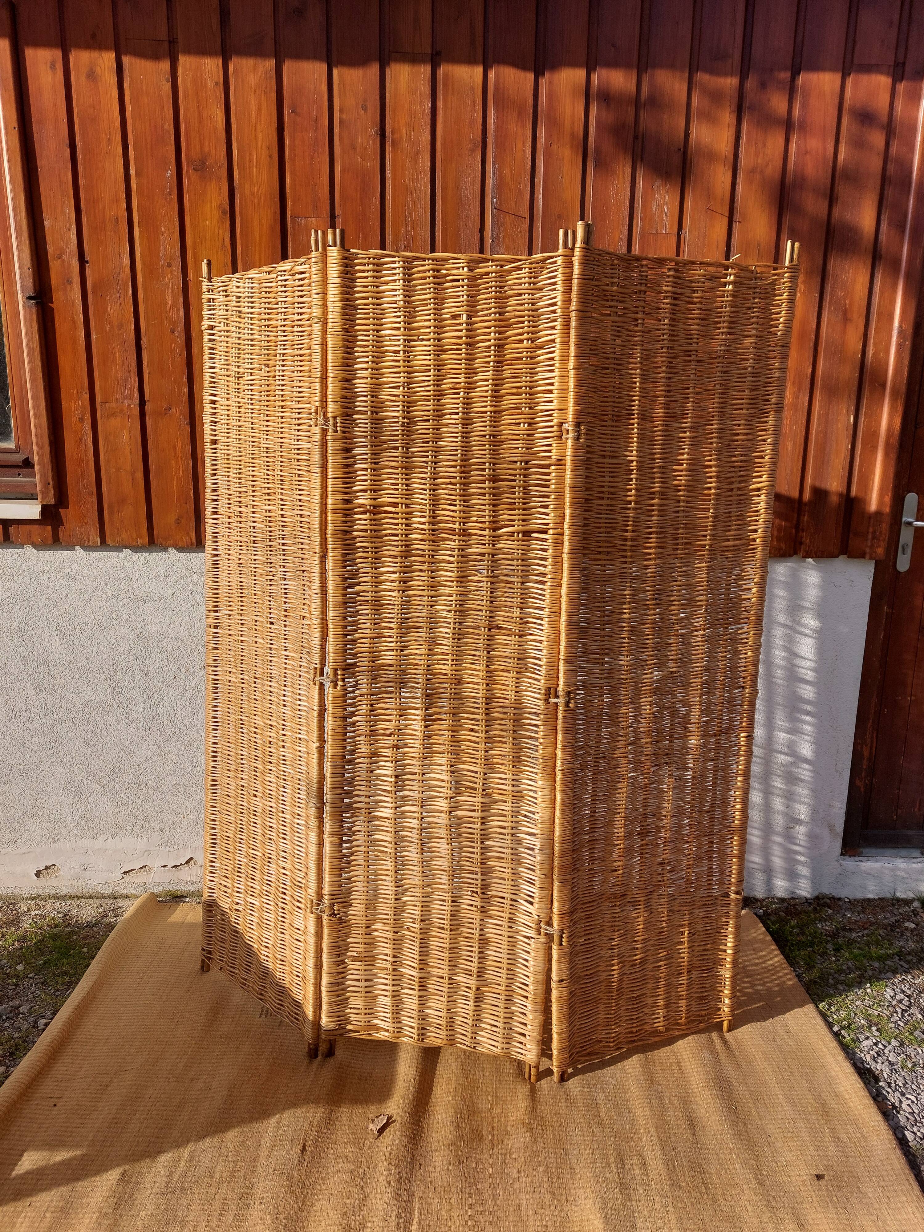 paravent en osier, 3 panneaux