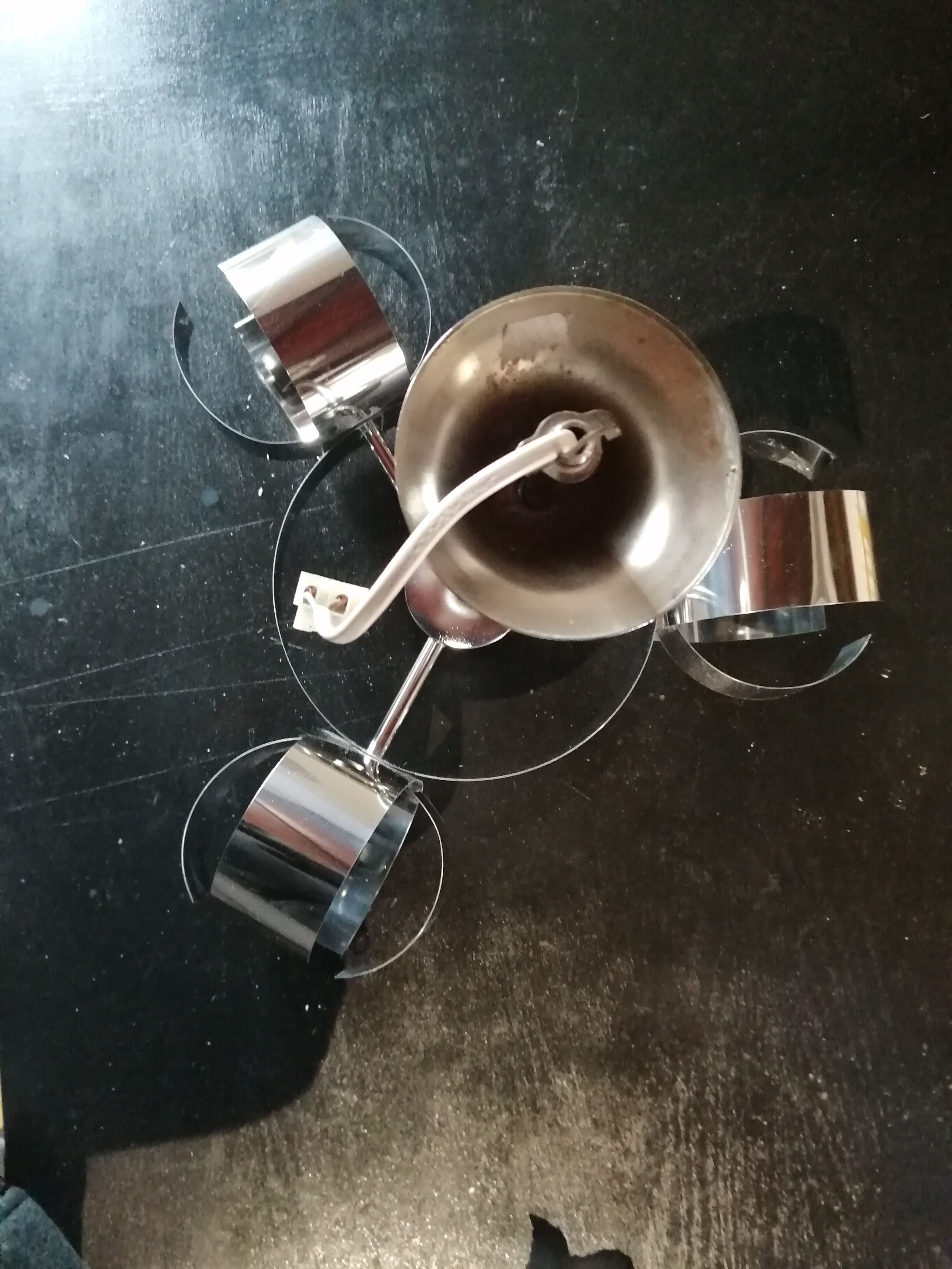 Space age design chandelier in vintage chromed metal year 70