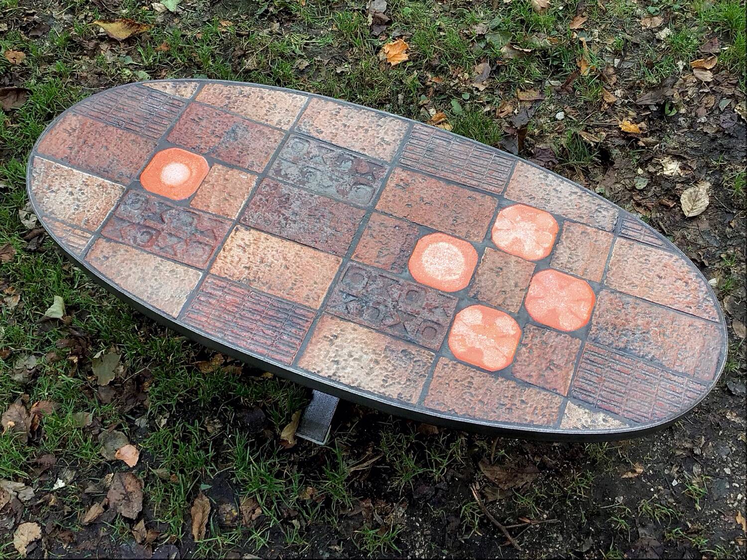 Jean Jaffeux ceramic coffee table vintage design 60-70-80