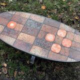 Jean Jaffeux ceramic coffee table vintage design 60-70-80