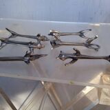 6 Vintage Pewter Animal Knife Holders