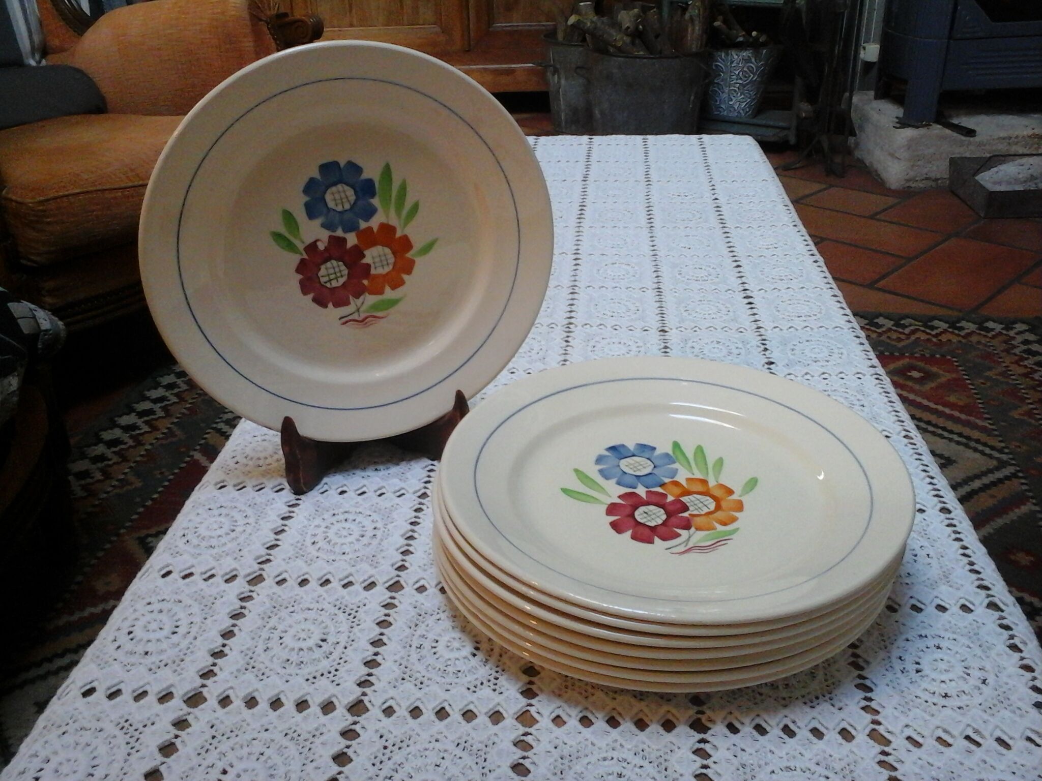 Set of 8 flat plates Agnes