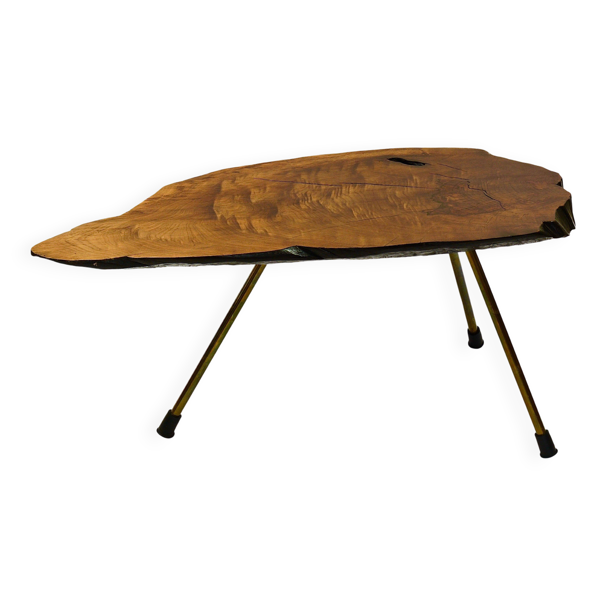 Original coffee table by Carl Aubock, large tree trunk in walnut from the mid-century, 1950s.