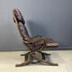 Vintage Scandinavian leather and bentwood armchair, 1970s