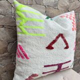 Handmade Berber wool cushion: Moroccan Kilim cushion (45x45cm)