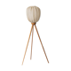 Tripod cocoon floor lamp in wood and lace, Danish design, 1960