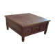 Colonial-style square coffee table in teak