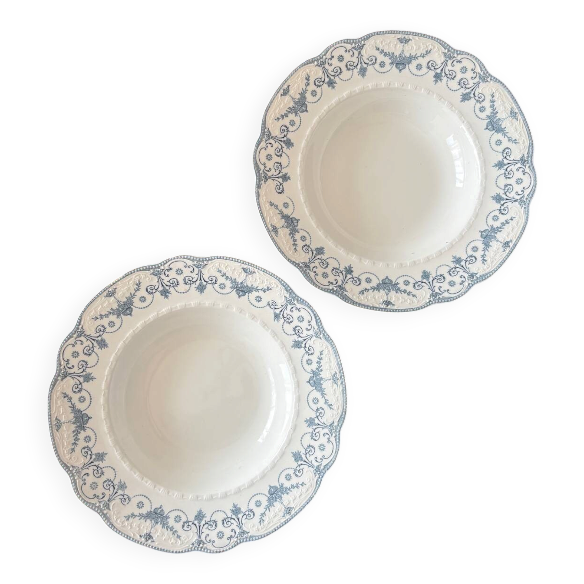 Set of 2 Royal Doulton Joséphine model deep plates – blue decoration