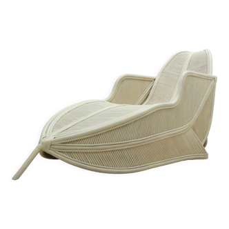 Chaise longue vintage en rotin vivai del sud années 1970