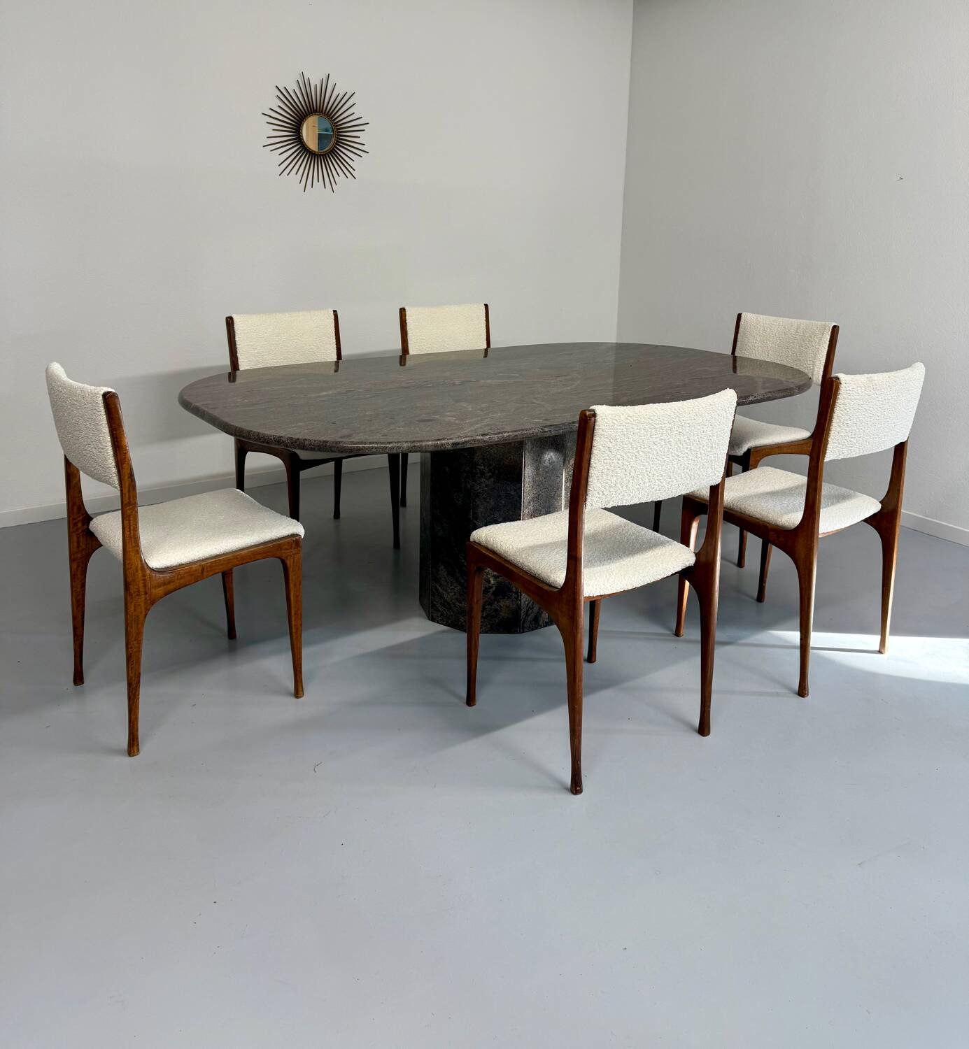 Vintage 80s Italian design marble dining table