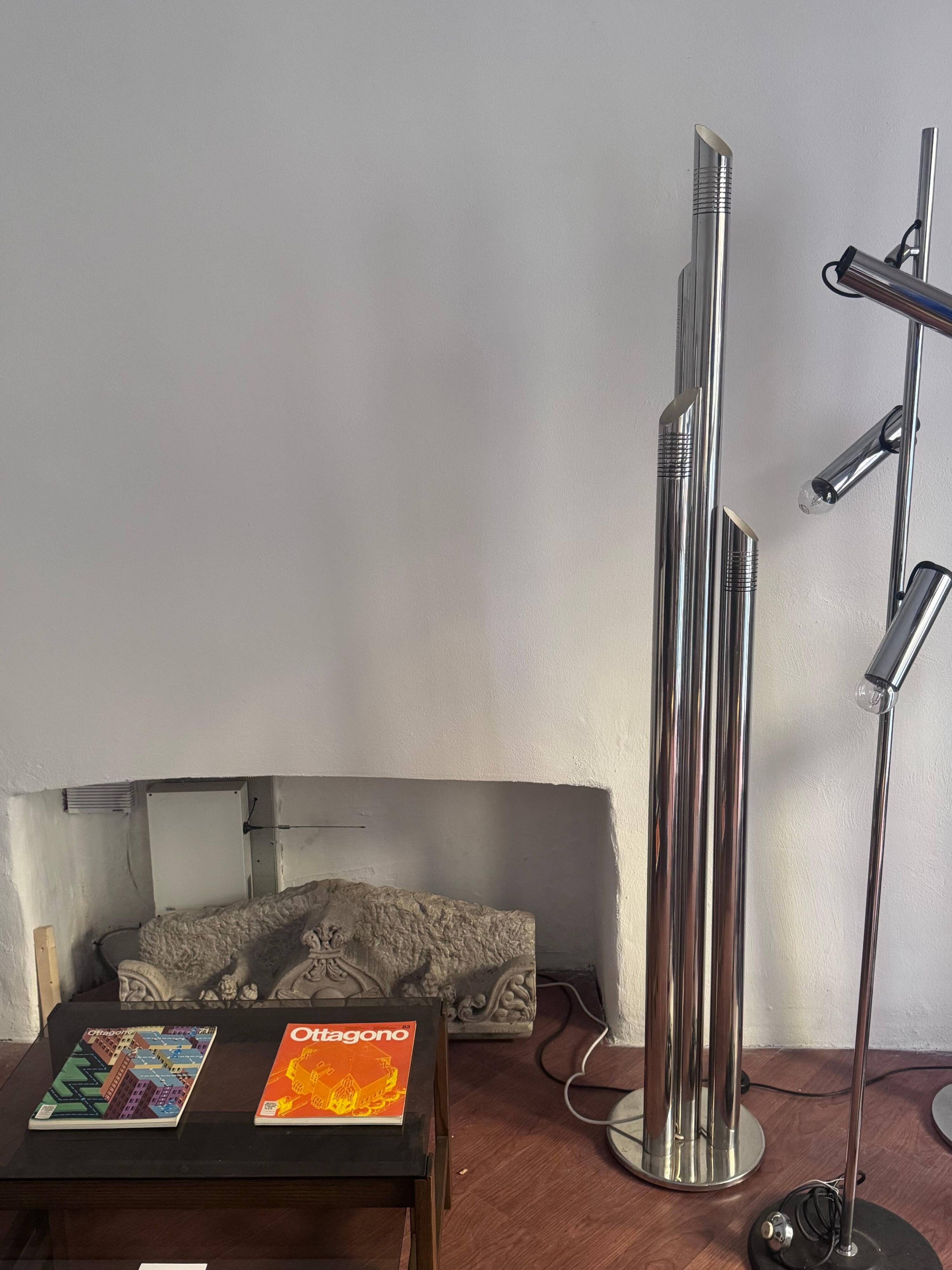 Stainless Steel Floor Lamp by Fontana for Reggiani, Italian Collectible Design