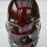 Mid-century modern handmade crystal vase in dark red by Börne Augustsson for Åseda