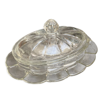 Vintage glass butter tray