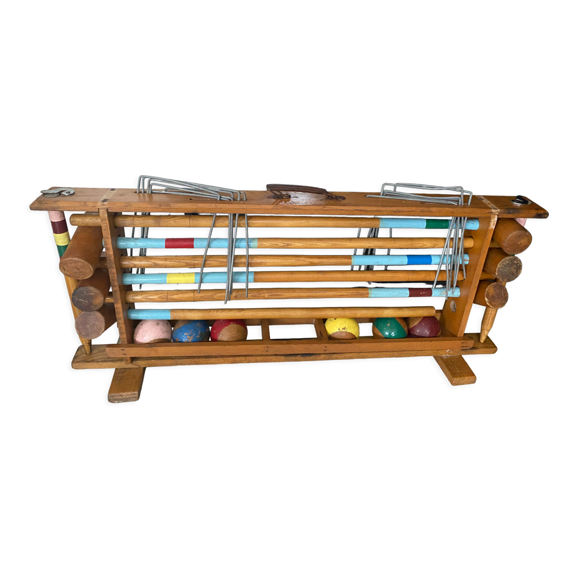 Old wooden croquet game