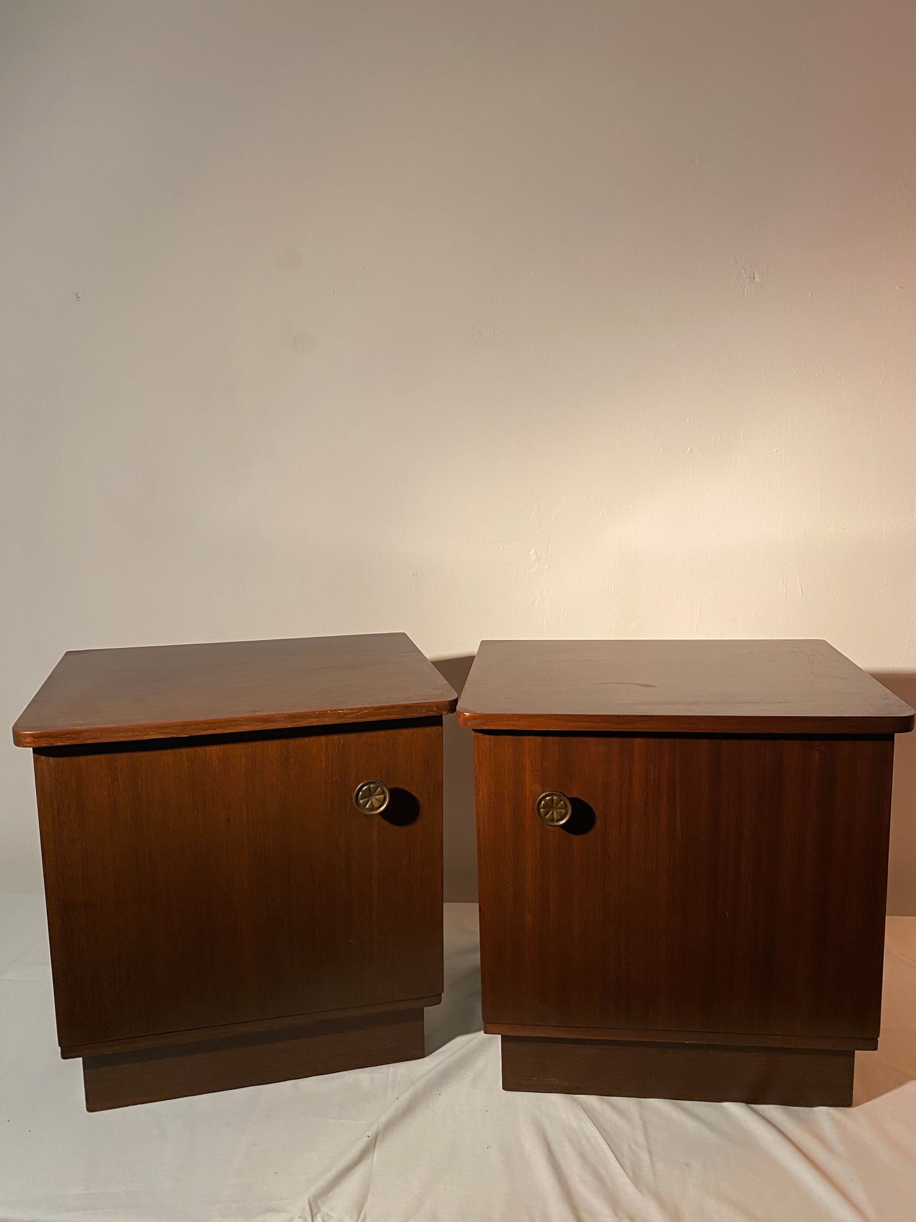 Pair of Vintage Dark Wood Night Stands