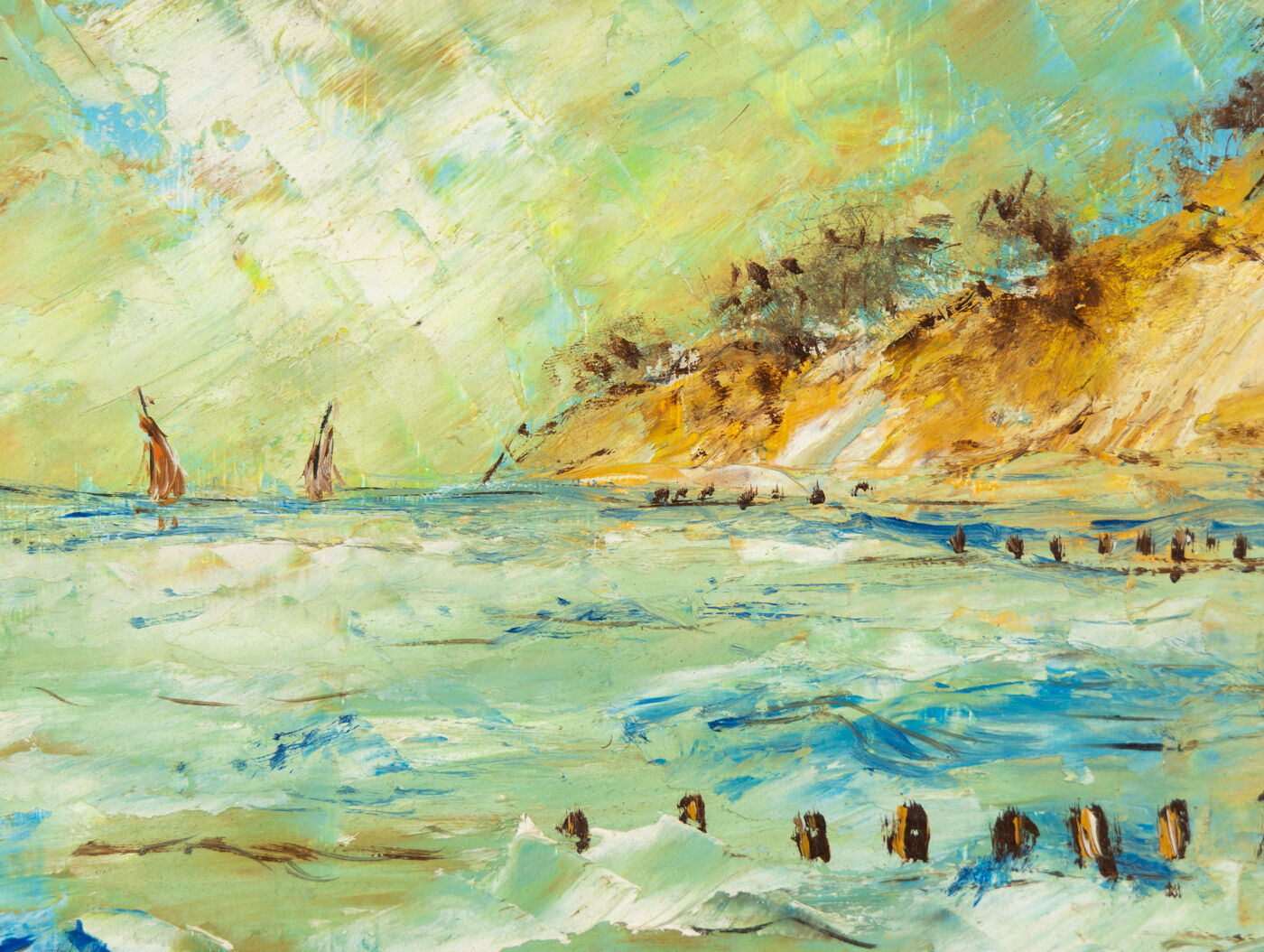 Seacoast, oil on plate