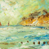 Seacoast, oil on plate