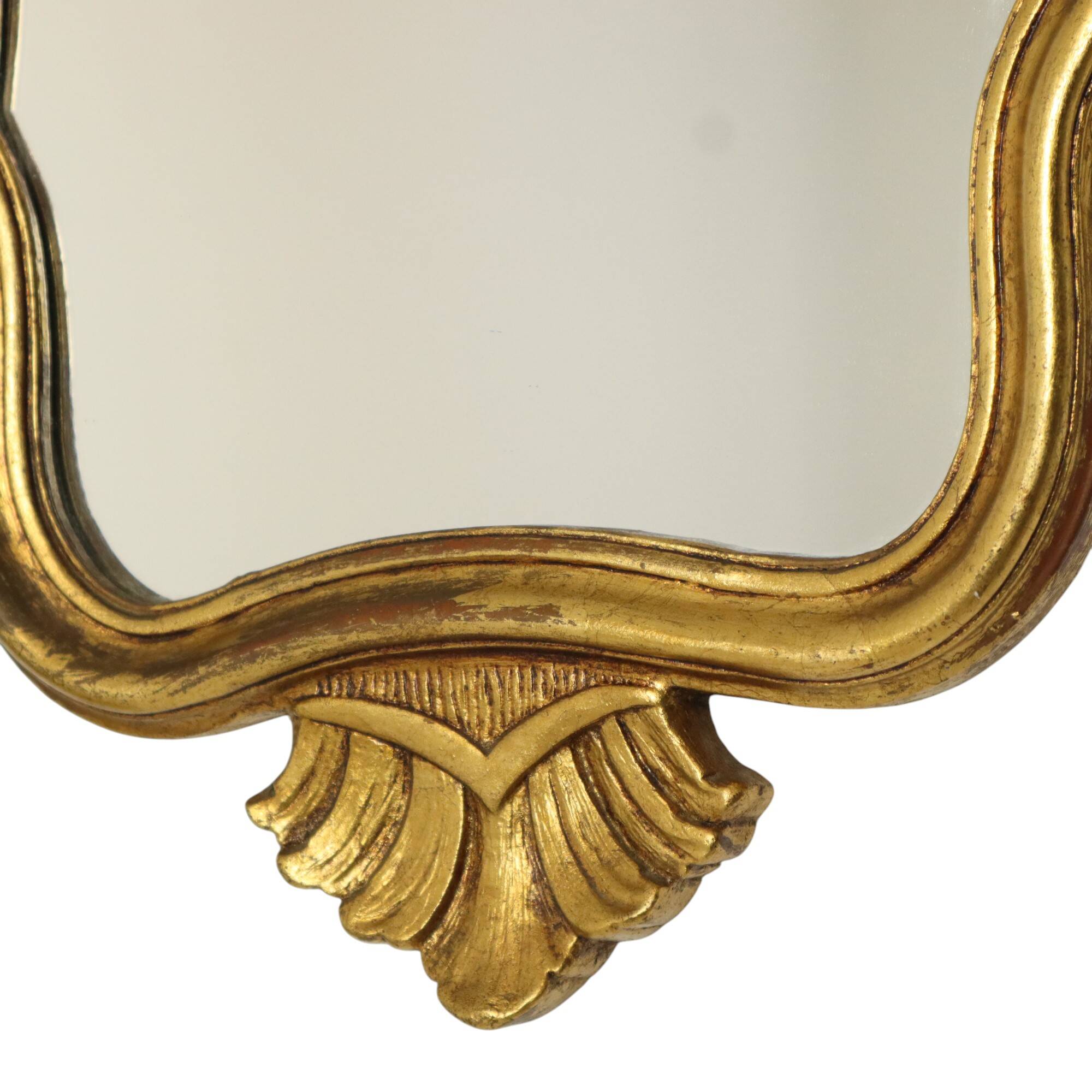 Miroir baroque doré à la feuille d'or, France années 60