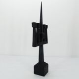 Candélabre brutaliste en acier forgé noir 1950
