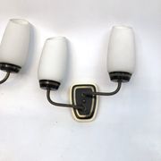 Mid-century Italian brass and opaline glass sconces. Set of two